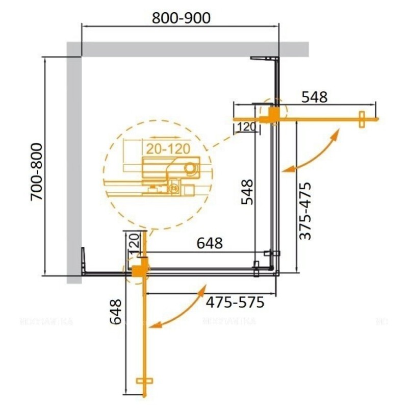 Душевой уголок Cezares Slider-AH-2-70/80-80/90-C-Cr, 70 x 80 см, стекло прозрачное, профиль хром