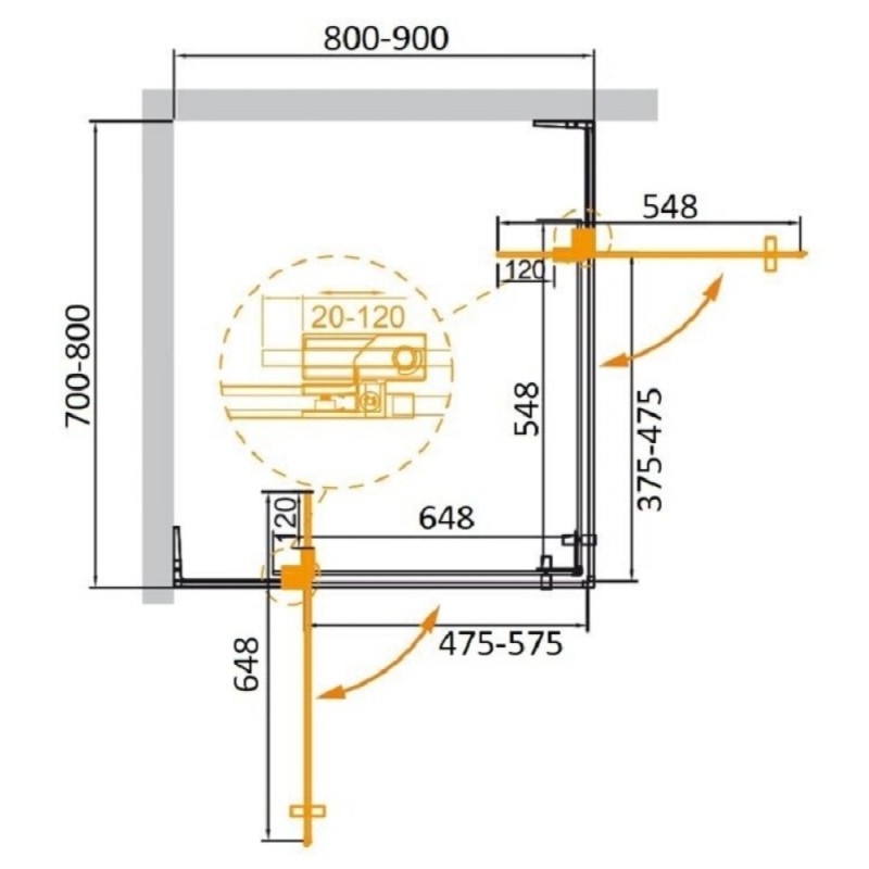 Душевой уголок Cezares Slider SLIDER-AH-2-70/80-80/90-C-NERO, 70/80 x 80/90 x 195 см, стекло прозрачное, профиль черный