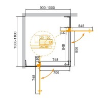 Душевой уголок Cezares SLIDER-AH-2-90/100-100/110-C-GM, 90/100 х 100/110 см, стекло прозрачное, профиль оружейная сталь