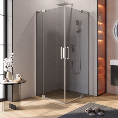Душевой уголок Cezares SLIDER-AH-2-90/100-100/110-GRIGIO-Cr, 90/100 х 100/110 см, стекло серое, профиль хром