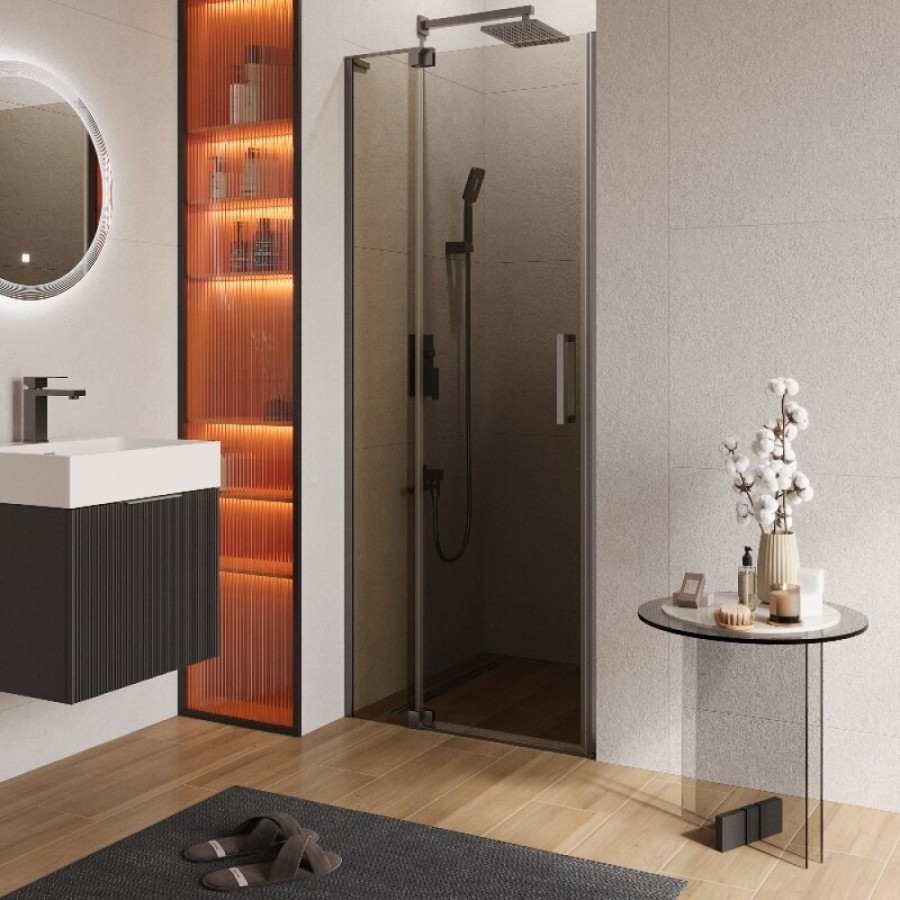 Душевая дверь Cezares SLIDER-B-1-70/80-BR-GM, 70/80 см, стекло бронза, профиль оружейная сталь