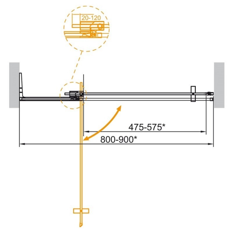 Душевая дверь Cezares SLIDER-B-1-80/90-BR-BORO, 80/90 см, стекло бронза, профиль брашированное золото
