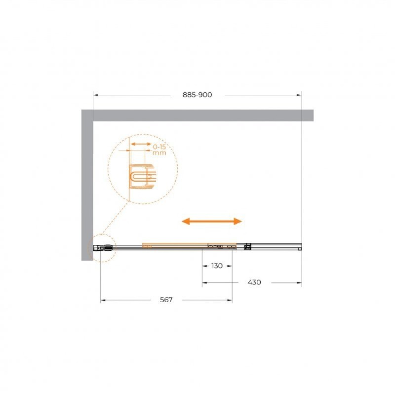 Шторка для ванны Cezares SLIDER-FIX-VF-11-90/150-C-BORO, 90 х 150 см, стекло прозрачное, профиль брашированное золото