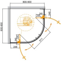 Душевой уголок Cezares Slider-R-2-80/90-C-Cr, 90 x 90 см, стекло прозрачное, профиль хром