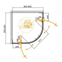 Душевой уголок Cezares SLIDER-R-2-80/90-C-NERO, 80/90 х 80/90 см, стекло прозрачное, профиль черный матовый