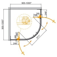 Душевой уголок Cezares SLIDER-R-2-90/100-C-Cr, 90/100 х 90/100 х 195 см, профиль хром, стекло прозрачное