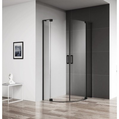 Душевой уголок Cezares SLIDER-R-2-90/100-C-NERO, 90/100 х 90/100 х 195 см, профиль черный, стекло прозрачное