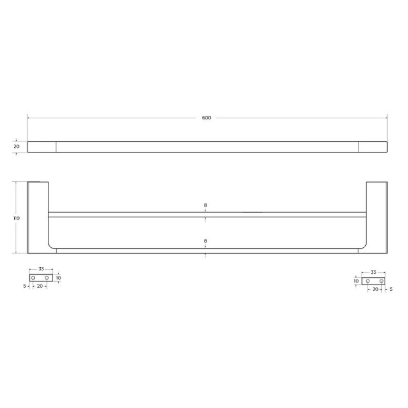 Полотенцедержатель двойной Cezares Slider-THD-60-GM, 60 см, оружейная сталь