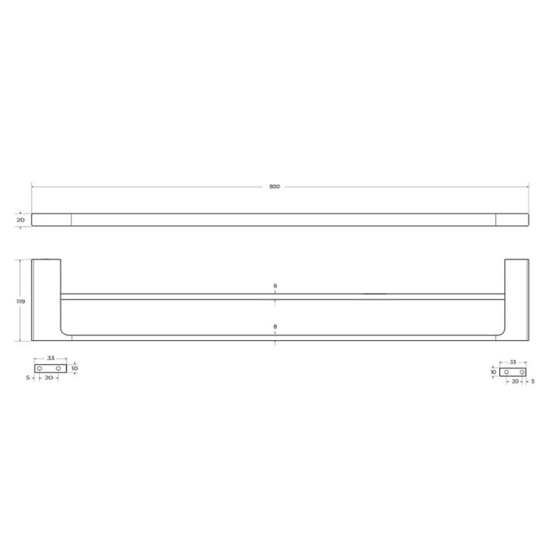 Полотенцедержатель двойной Cezares Slider-THD-80-IN, 80 см, сатин