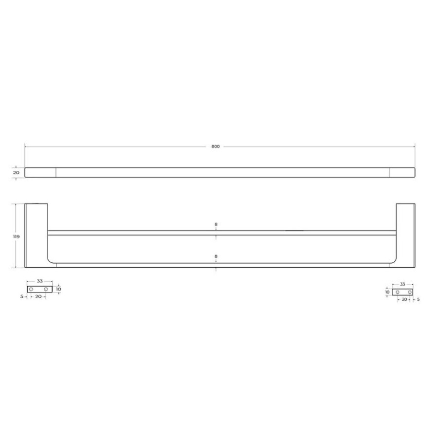 Полотенцедержатель двойной Cezares Slider-THD-80-NOP, 80 см, черный матовый