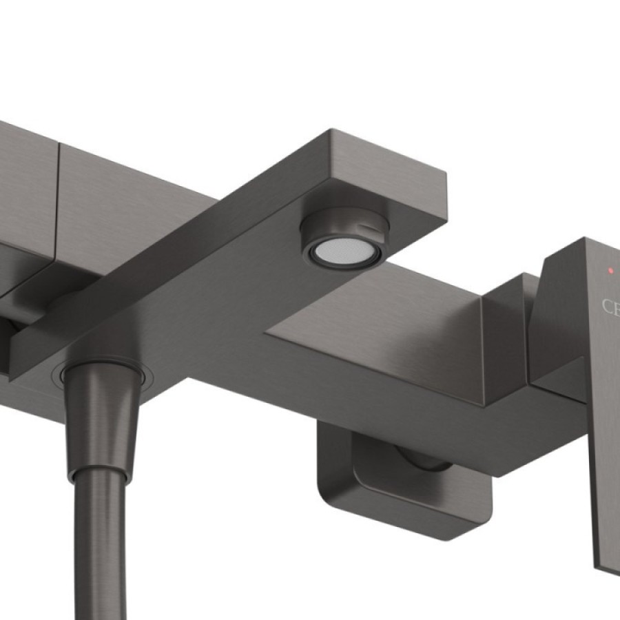 Смеситель для ванны и душа Cezares SLIDER-VD-GM, с душевым гарнитуром, оружейная сталь