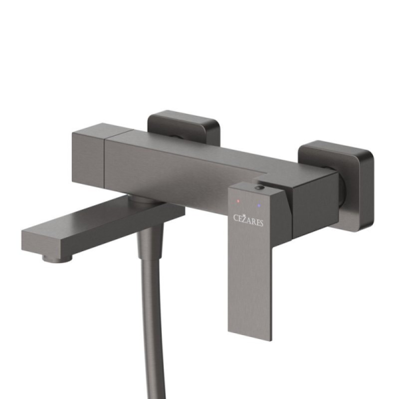 Смеситель для ванны и душа Cezares SLIDER-VD-GM, с душевым гарнитуром, оружейная сталь