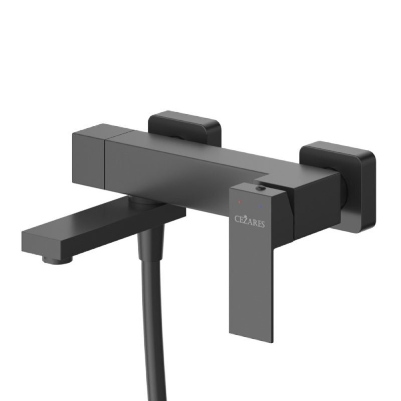 Смеситель для ванны и душа Cezares SLIDER-VD-NOP, с душевым гарнитуром, черный матовый