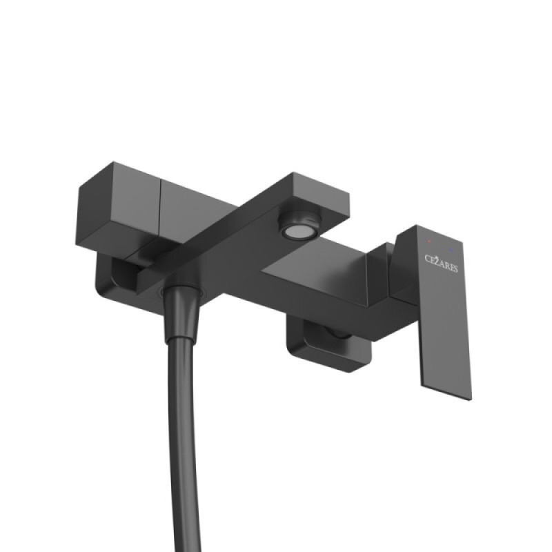 Смеситель для ванны и душа Cezares SLIDER-VD-NOP, с душевым гарнитуром, черный матовый