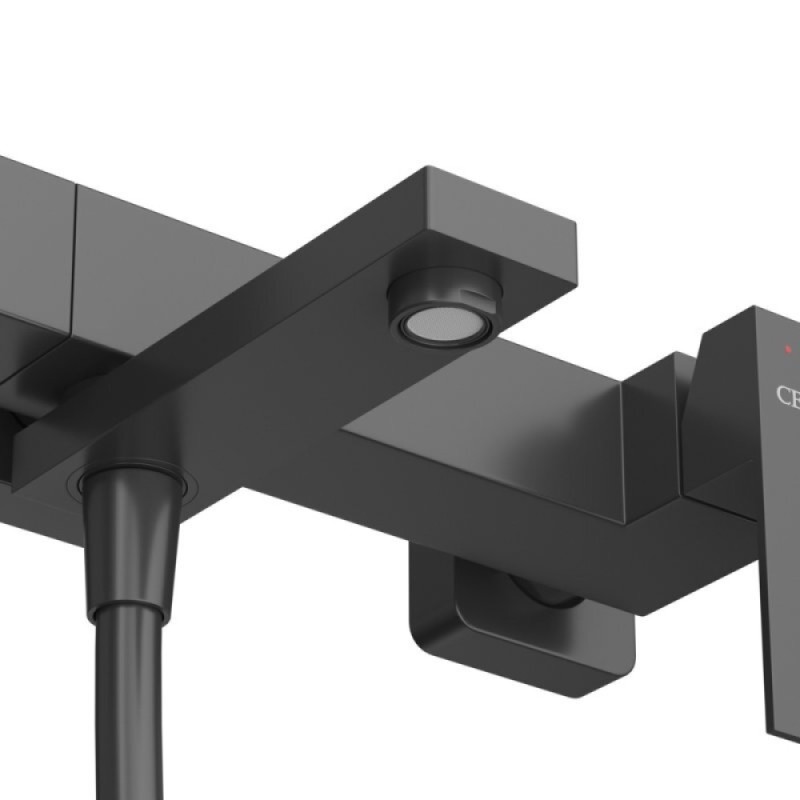 Смеситель для ванны и душа Cezares SLIDER-VD-NOP, с душевым гарнитуром, черный матовый
