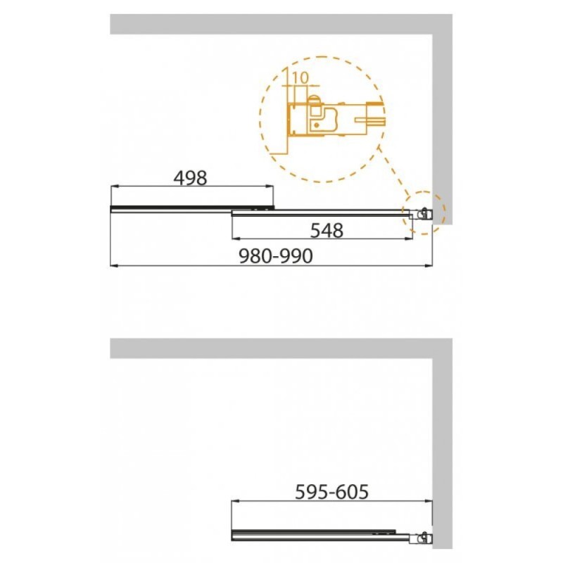 Шторка для ванны Cezares Slider SLIDER-VF-11-100/150-P-Cr, 100 см, стекло рифленое, профиль хром