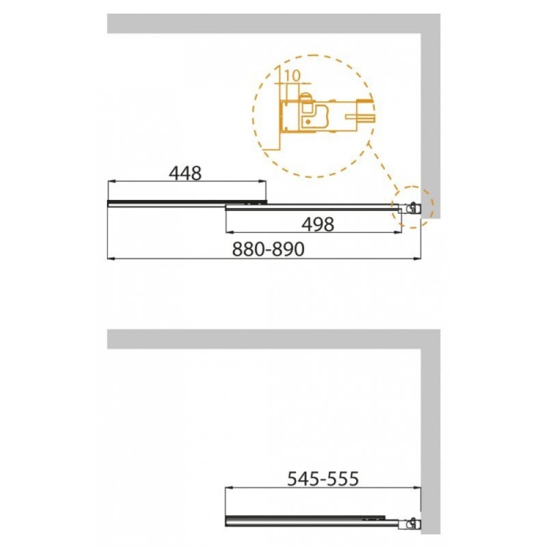 Шторка для ванны Cezares SLIDER-VF-11-90/150-C-Cr, 90 см, стекло прозрачное, профиль хром