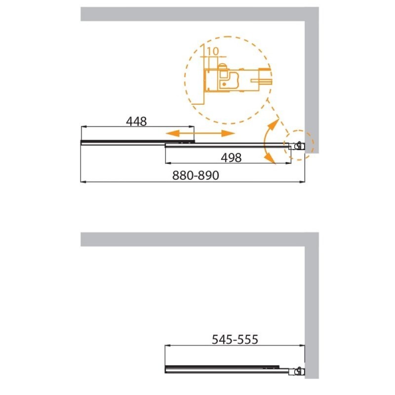 Душевая шторка на ванну Cezares SLIDER-VF-11-90/150-C-GM, 90 см, стекло прозрачное, профиль оружейная сталь