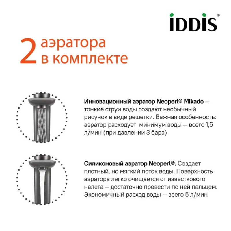 Смеситель Iddis Slide SLIGMBTi01 для раковины, с инновационным управлением Push Control, графит