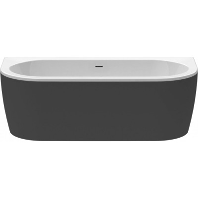 Ванна акриловая Cezares Slim Wall, 180 х 79 см, черная фронтальная панель, чаша белая, SLIM WALL-180-80-60-NERO-SET