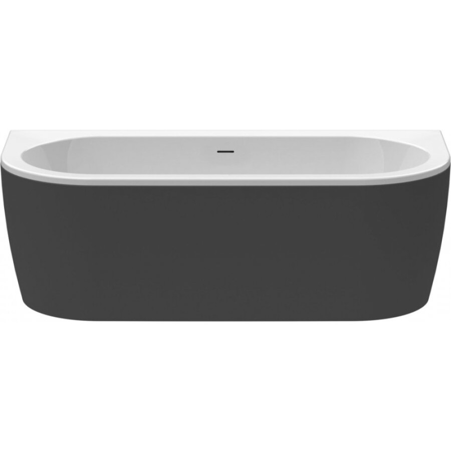 Ванна акриловая Cezares Slim Wall, 180 х 79 см, черная фронтальная панель, чаша белая, SLIM WALL-180-80-60-NERO-SET