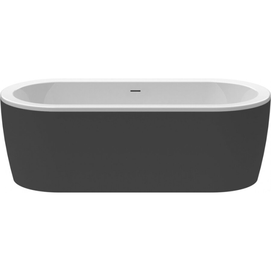 Ванна акриловая Cezares Slim Central, 180 х 80 см, отдельностоящая, черная фронтальная панель, чаша белая, SLIM CENTRAL-180-80-60-NERO-SET