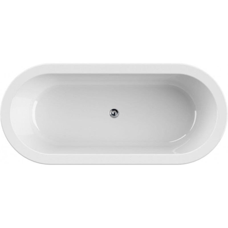 Ванна акриловая Cezares Slim Central, 180 х 80 см, отдельностоящая, черная фронтальная панель, чаша белая, SLIM CENTRAL-180-80-60-NERO-SET