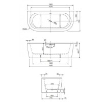 Ванна акриловая Cezares Slim Wall-180-80-44-W37, 180 x 80 см, белый
