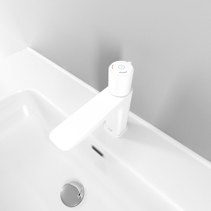 Смеситель Iddis Slide SLIWTBTi01 для раковины с инновационным управлением Push Control, белый матовый