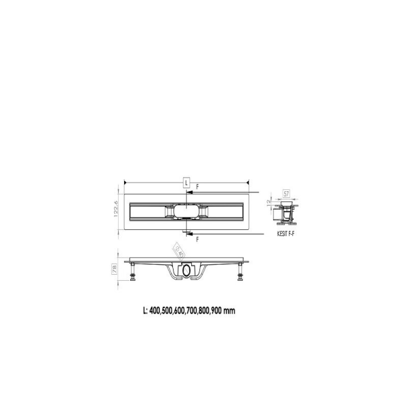 Дренажный канал Timo Smart 80 см с решеткой Double Gap под плитку, цвет сталь, SM-DGG80-LS40(DRY)