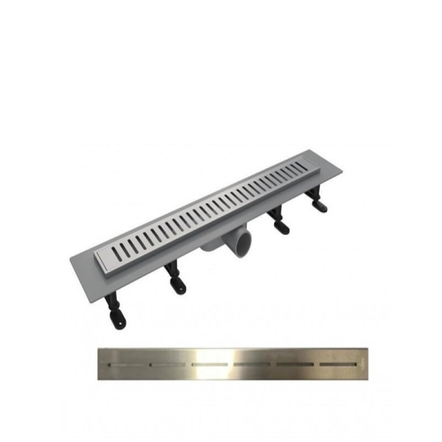 Дренажный канал Timo Smart 80 см с решеткой Single Gap, цвет сталь, SM-GG80-LS40(DRY)