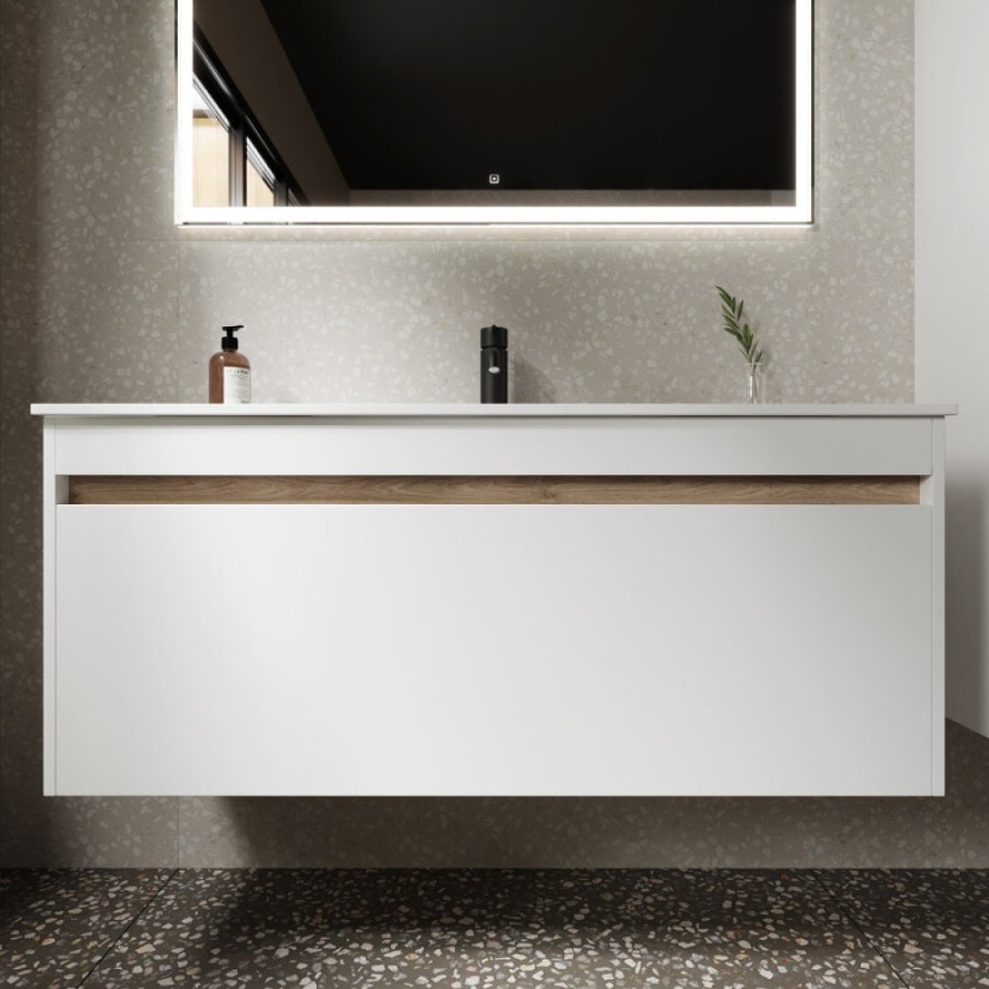 Тумба под раковину Sancos Smart 120, подвесная, белый глянец, SM120-1W