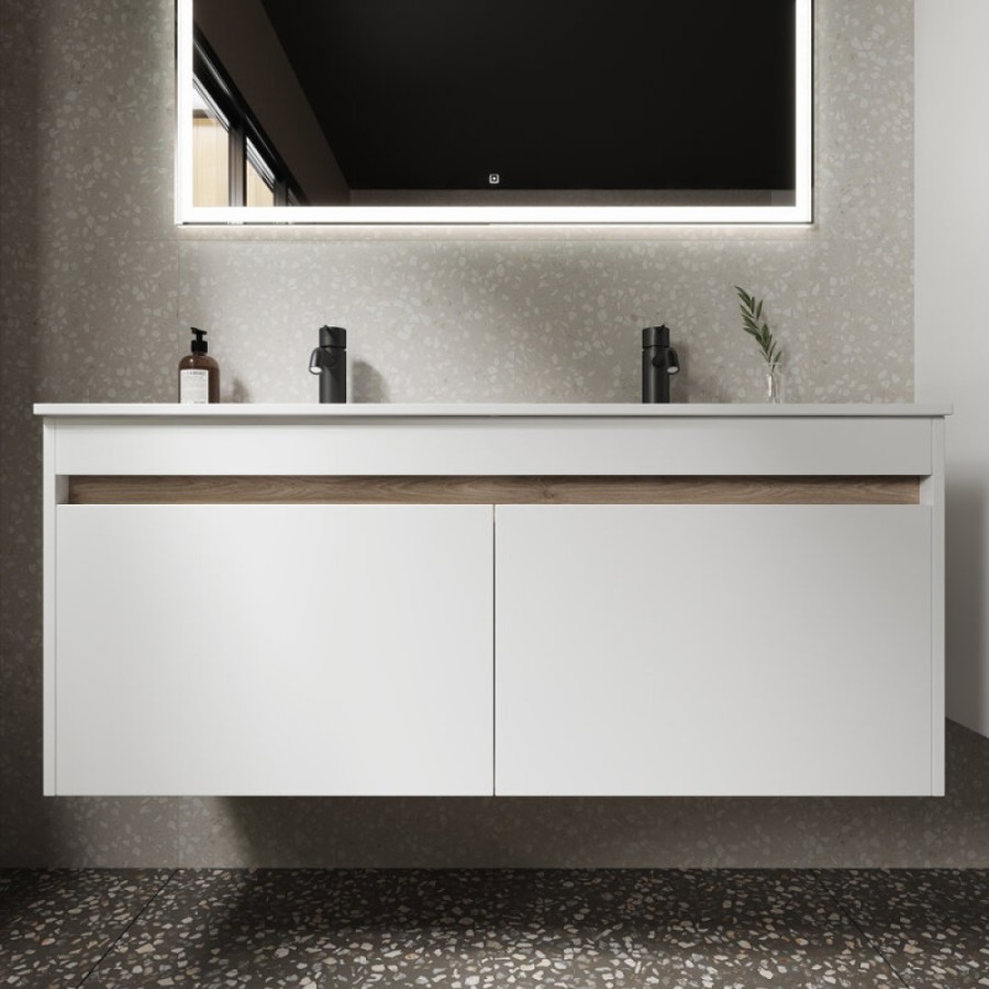 Тумба под раковину Sancos Smart 120, подвесная, белый глянец, SM120-2W