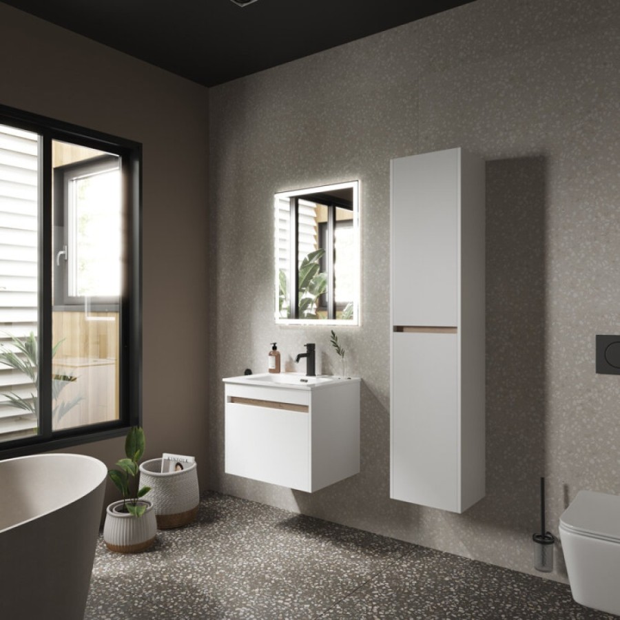 Тумба под раковину Sancos Smart SM60W 60, подвесная, белый глянец