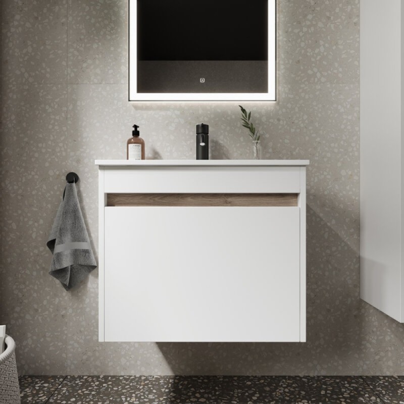 Тумба под раковину Sancos Smart SM60W 60, подвесная, белый глянец
