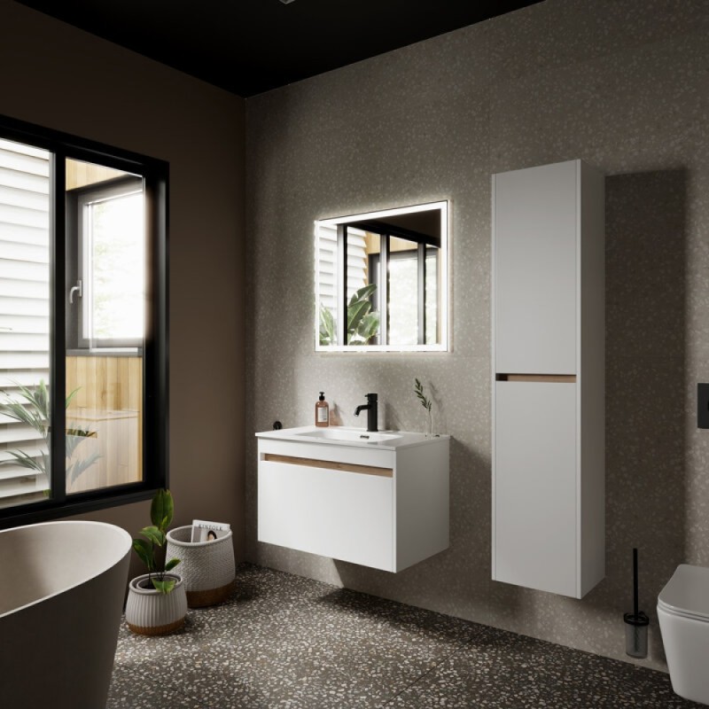 Тумба под раковину Sancos Smart SM80W 80, подвесная, белый глянец