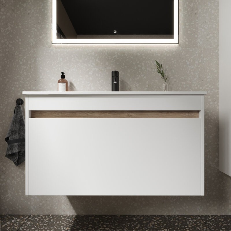 Тумба под раковину Sancos Smart SM90W 90, подвесная, белый глянец
