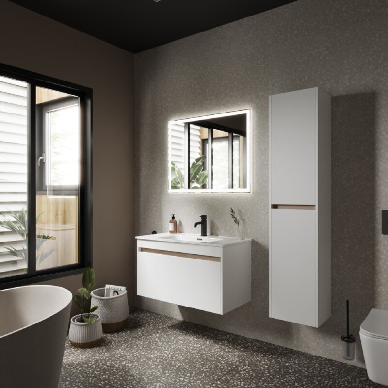 Тумба под раковину Sancos Smart SM90W 90, подвесная, белый глянец