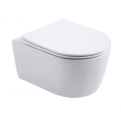 Подвесной безободковый унитаз Aquanet Smart 276395 W, крышка микролифт, Slimseat, цвет белый
