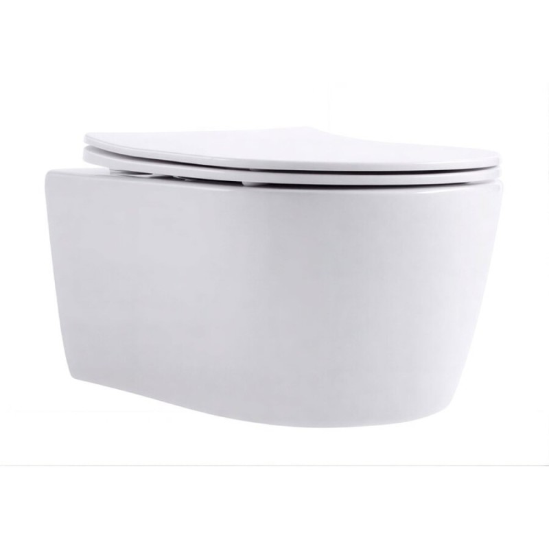 Подвесной безободковый унитаз Aquanet Smart 276395 W, крышка микролифт, Slimseat, цвет белый