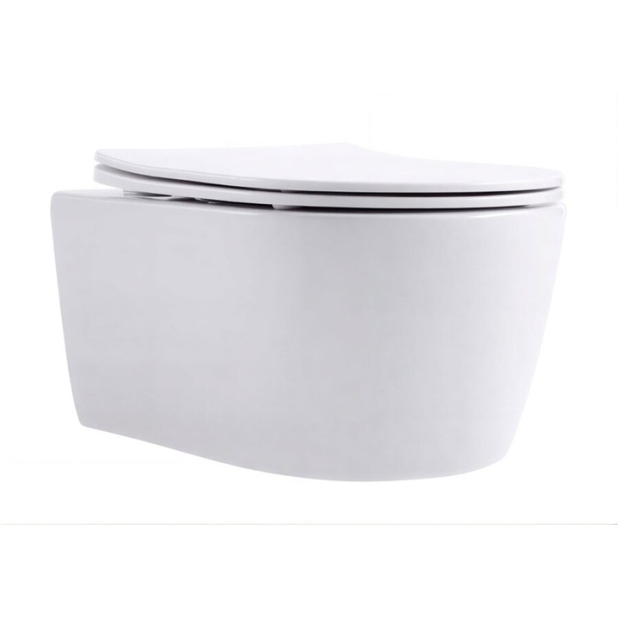 Подвесной безободковый унитаз Aquanet Smart 276395 W, крышка микролифт, Slimseat, цвет белый