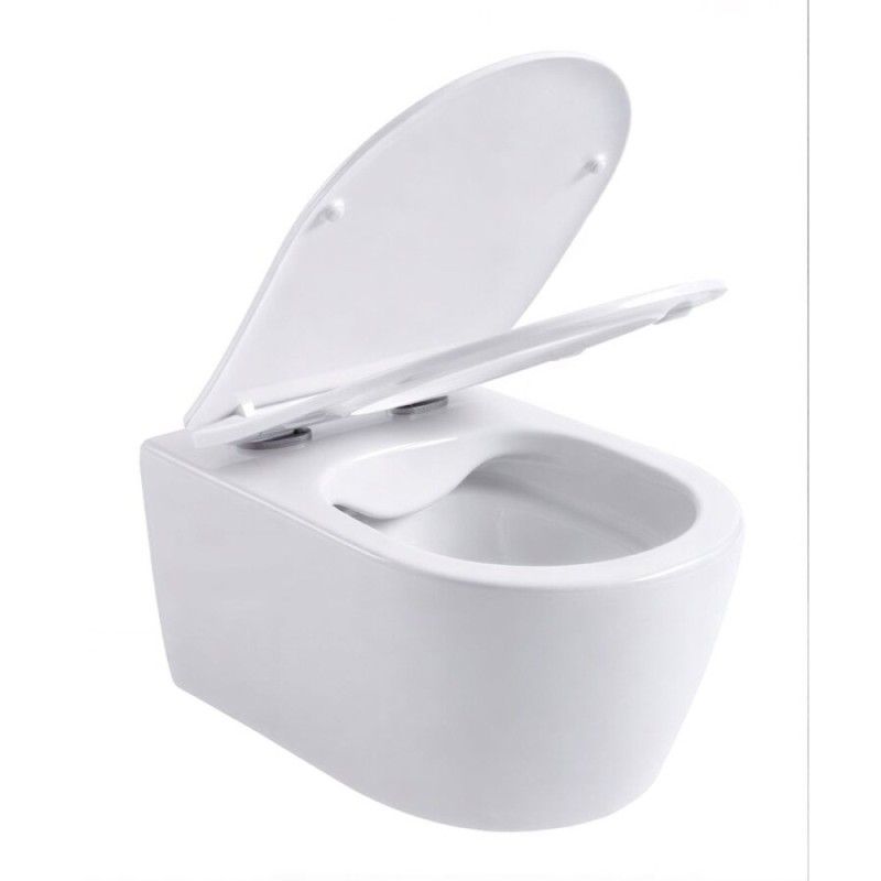 Подвесной безободковый унитаз Aquanet Smart 276395 W, крышка микролифт, Slimseat, цвет белый
