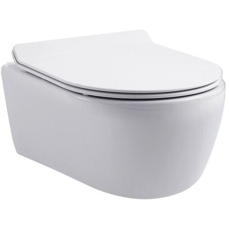 Подвесной безободковый унитаз Aquanet Smart W Tornado, 332172, крышка микролифт, цвет белый