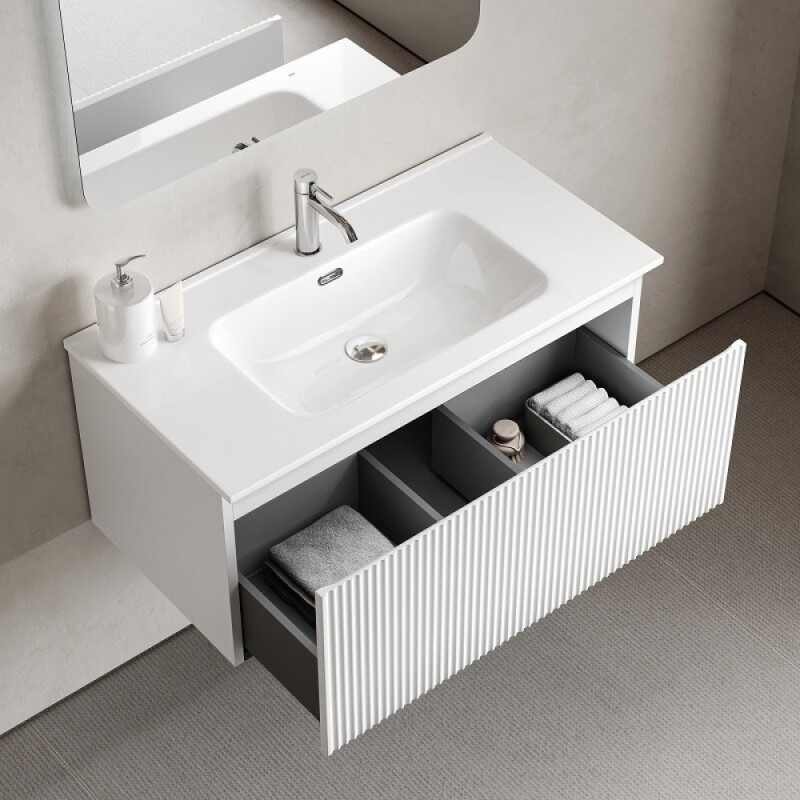Тумба под раковину Sancos SNOB R 1.0, SNR1.090W, 90 см, подвесная, Bianco