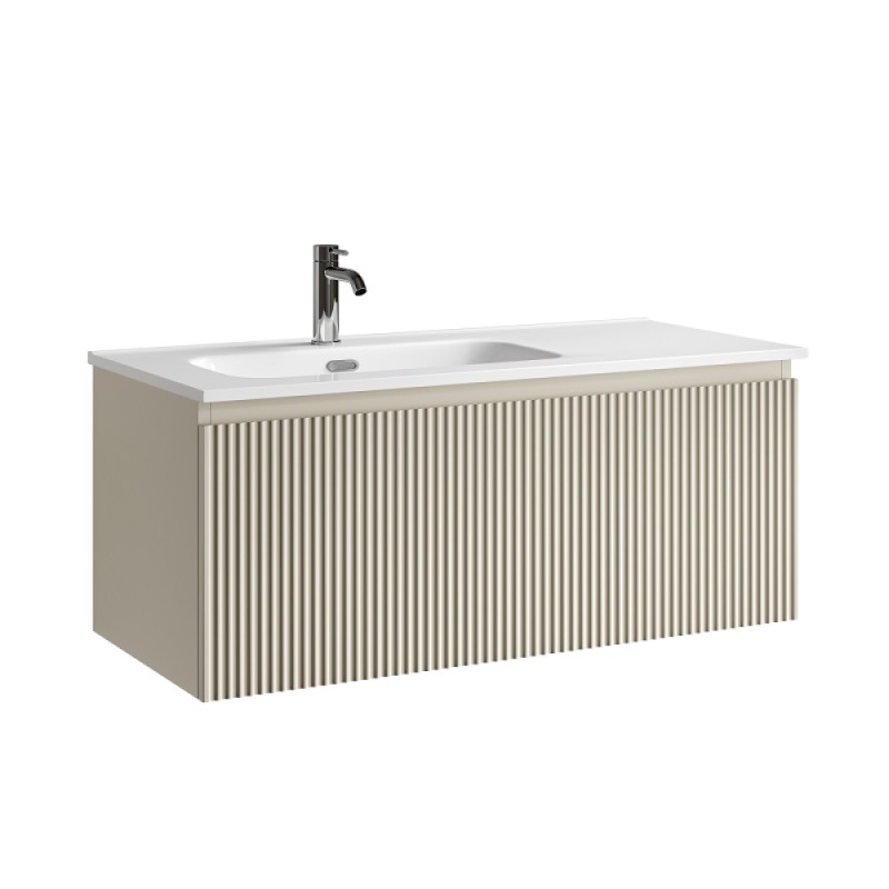 Тумба под раковину Sancos SNOB R 1.0, SNR1.0100LCE, 100 см, подвесная, чаша левая, Beige Soft