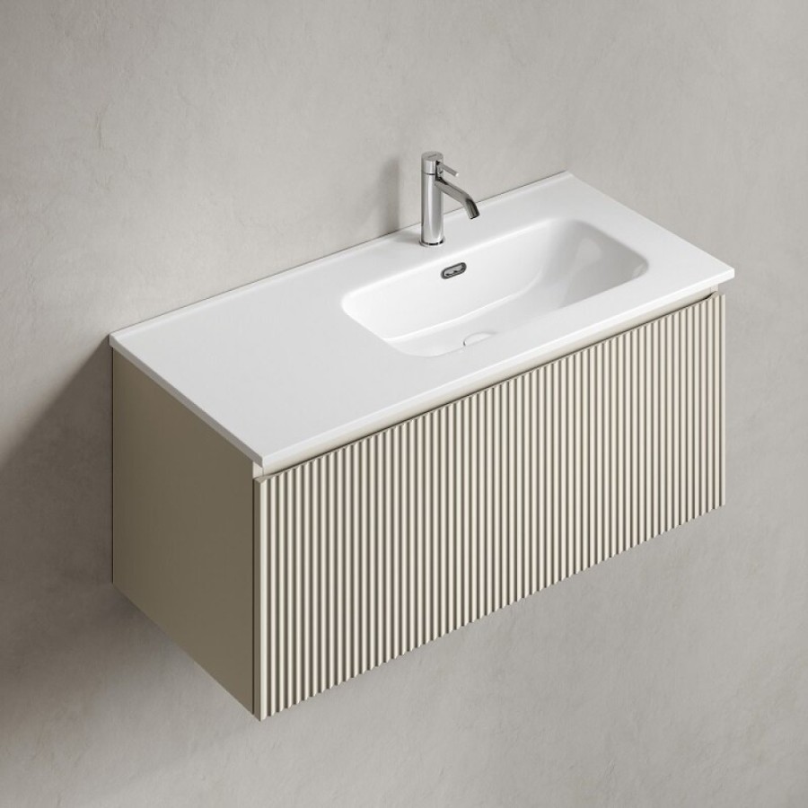 Тумба под раковину Sancos SNOB R 1.0, SNR1.0100RCE, 100 см, подвесная, чаша правая, Beige Soft