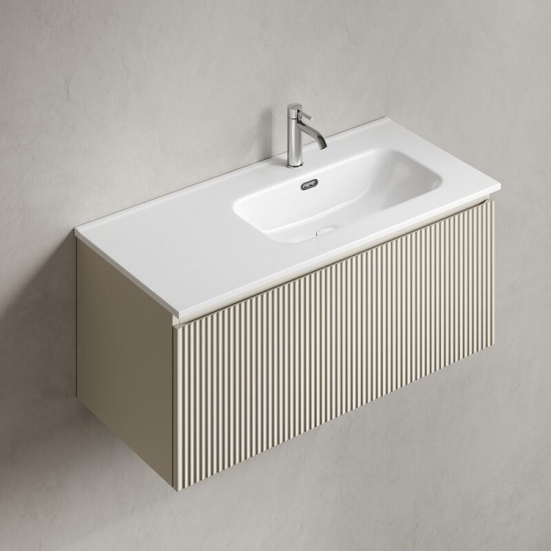 Тумба под раковину Sancos SNOB R 1.0, SNR1.0100LCE, 100 см, подвесная, чаша левая, Beige Soft