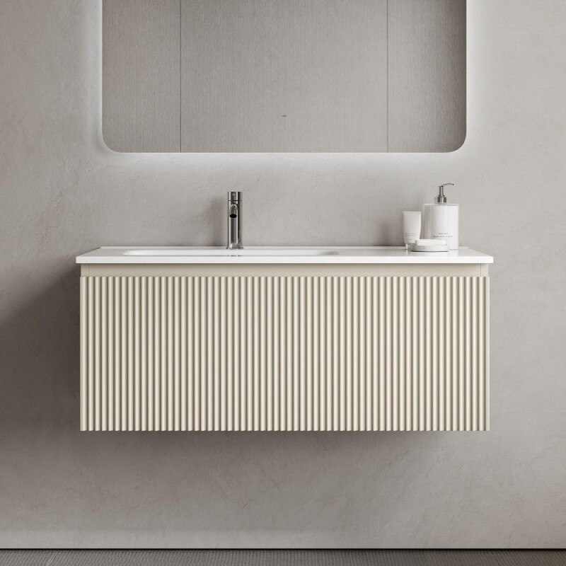 Тумба под раковину Sancos SNOB R 1.0, SNR1.0100LCE, 100 см, подвесная, чаша левая, Beige Soft