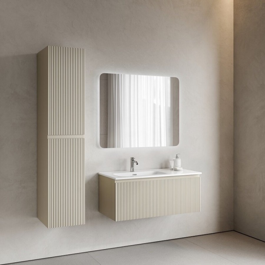 Тумба под раковину Sancos SNOB R 1.0, SNR1.0100RCE, 100 см, подвесная, чаша правая, Beige Soft