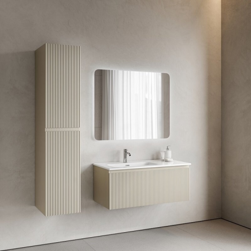 Тумба под раковину Sancos SNOB R 1.0, SNR1.0100LCE, 100 см, подвесная, чаша левая, Beige Soft